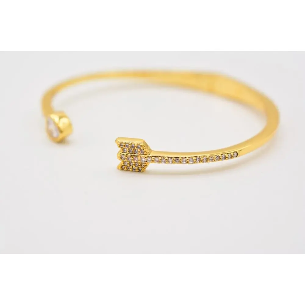 Kate Spade New York Floating Charm Bangle Bracelet Crystal Heart Arrow Gold Bin4
